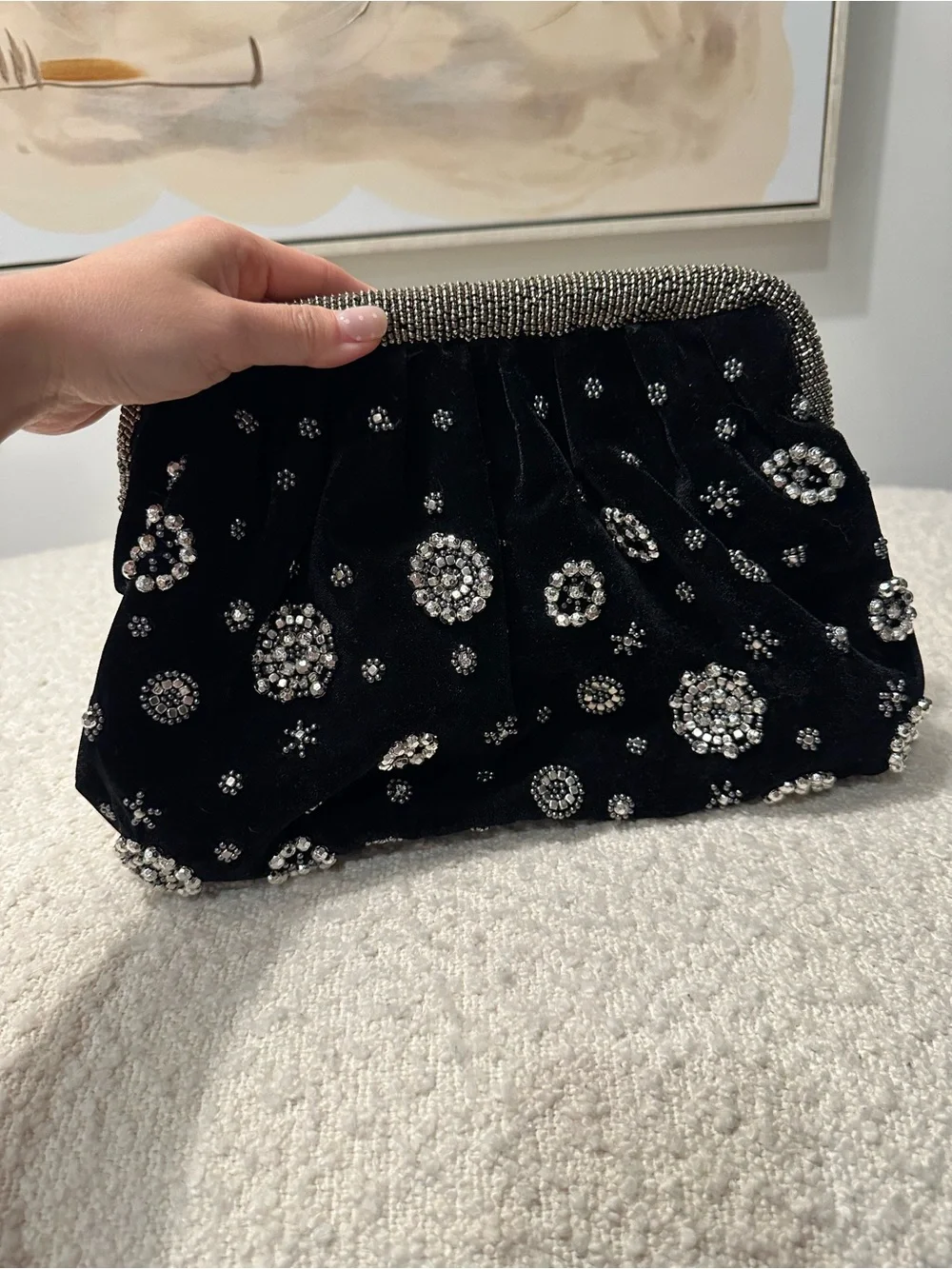 Anthropologie Studded Embellished Velvet Clutch